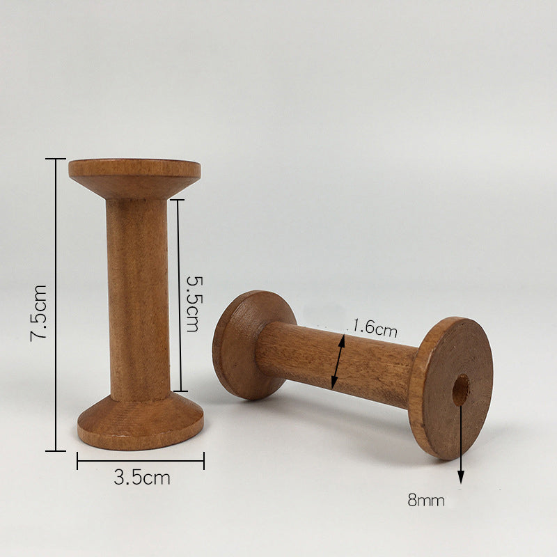 Brown Big Wood Empty Spools Bobbin For Sewing Ribbons Twine Thread  Lace Wooden Spool Supply For DI 5