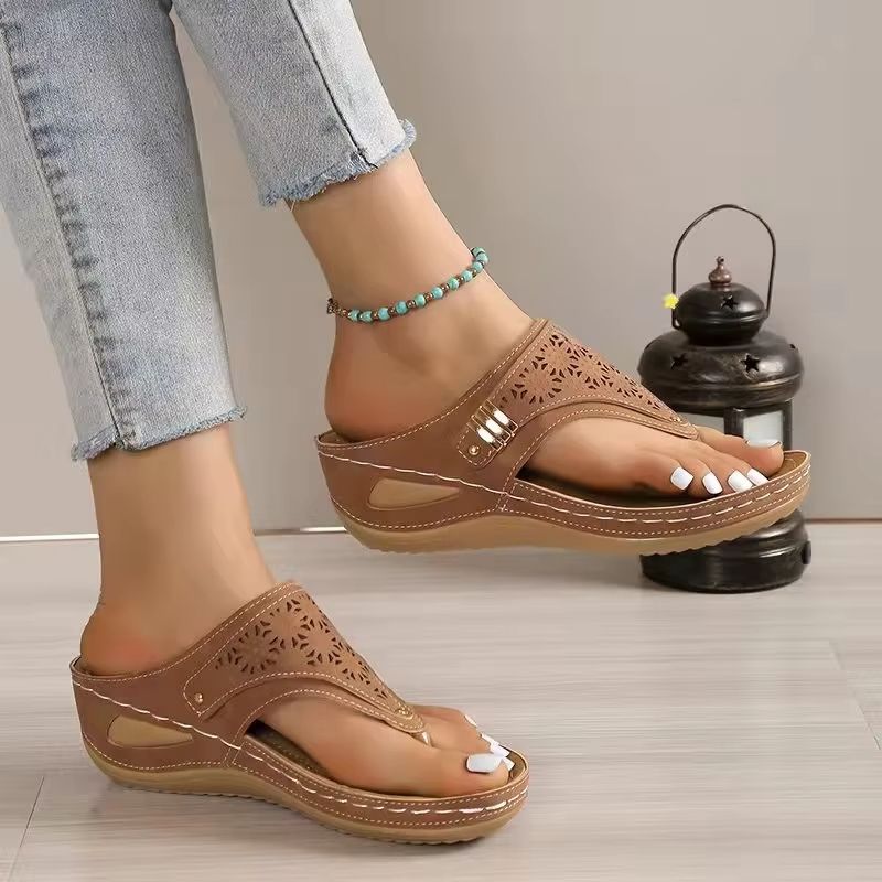 Womens Orthopedic Wedge Sandals  Comfortable Leather NonSlip Summer Platform Shoes 1