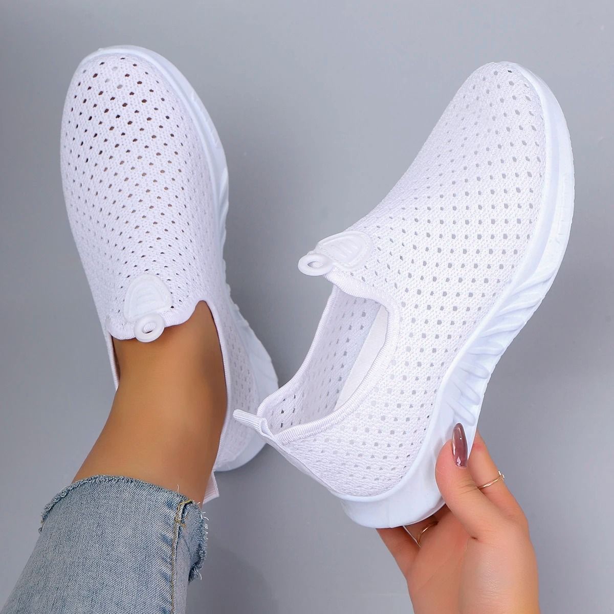 Womens Summer Breathable Mesh Flat Sneakers 6