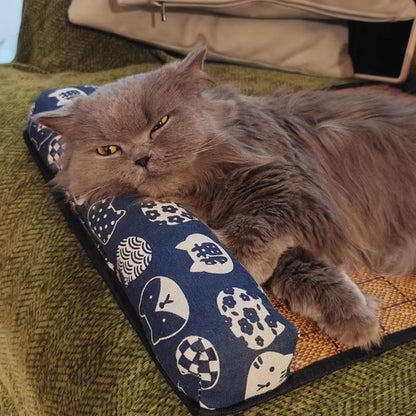 Natural Rattan Cooling Mat for Cats and Dogs – Breathable Summer Pet Bed Pad