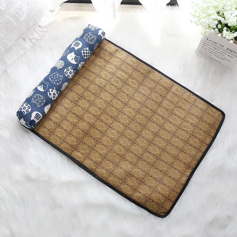 Natural Rattan Cooling Mat For Cats And Dogs  Breathable Summer Pet Bed Pad 7