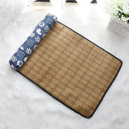 Natural Rattan Cooling Mat For Cats And Dogs  Breathable Summer Pet Bed Pad 7