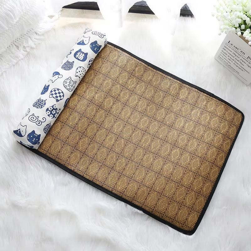 Natural Rattan Cooling Mat For Cats And Dogs  Breathable Summer Pet Bed Pad 8