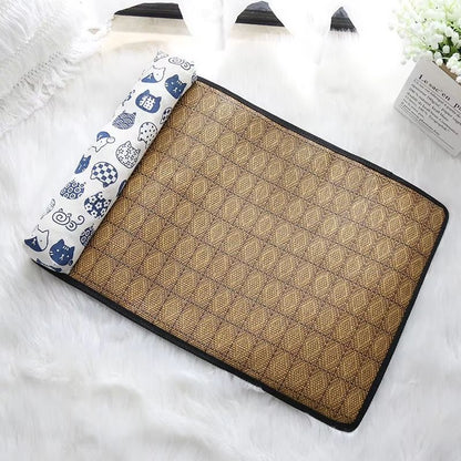Natural Rattan Cooling Mat For Cats And Dogs  Breathable Summer Pet Bed Pad 8