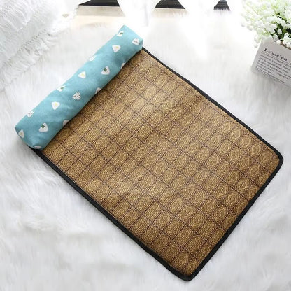 Natural Rattan Cooling Mat For Cats And Dogs  Breathable Summer Pet Bed Pad 9