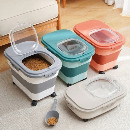 Collapsible Pet Food Storage Container with Airtight Lid