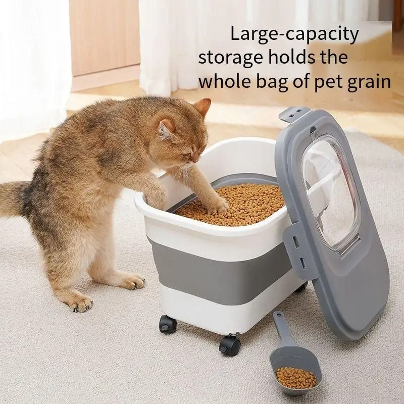 Collapsible Pet Food Storage Container With Airtight Lid 1