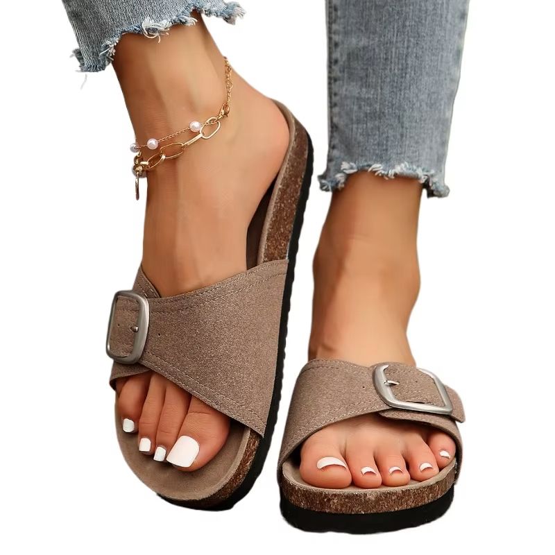 Womens Flat Sandals  NonSlip Summer Flip Flops With Buckle Strap Sizes 3543 1