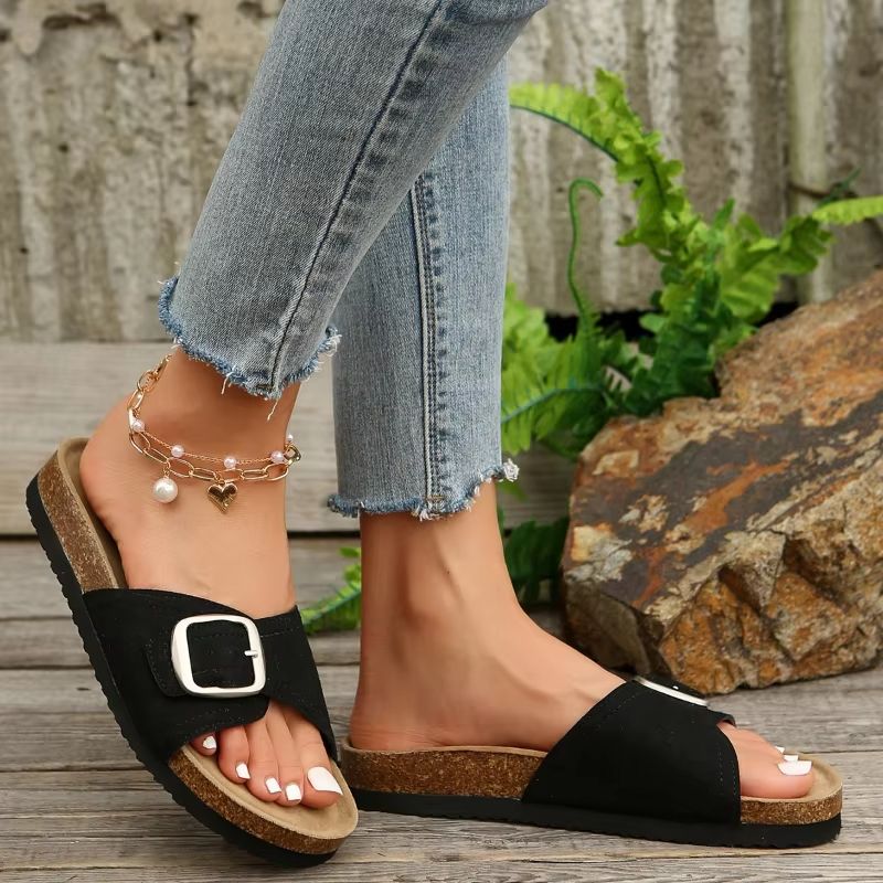 Womens Flat Sandals  NonSlip Summer Flip Flops With Buckle Strap Sizes 3543 5