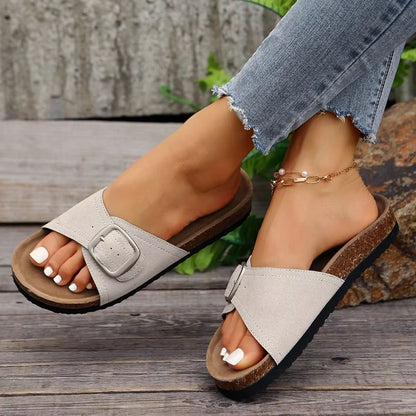 Womens Flat Sandals  NonSlip Summer Flip Flops With Buckle Strap Sizes 3543 7