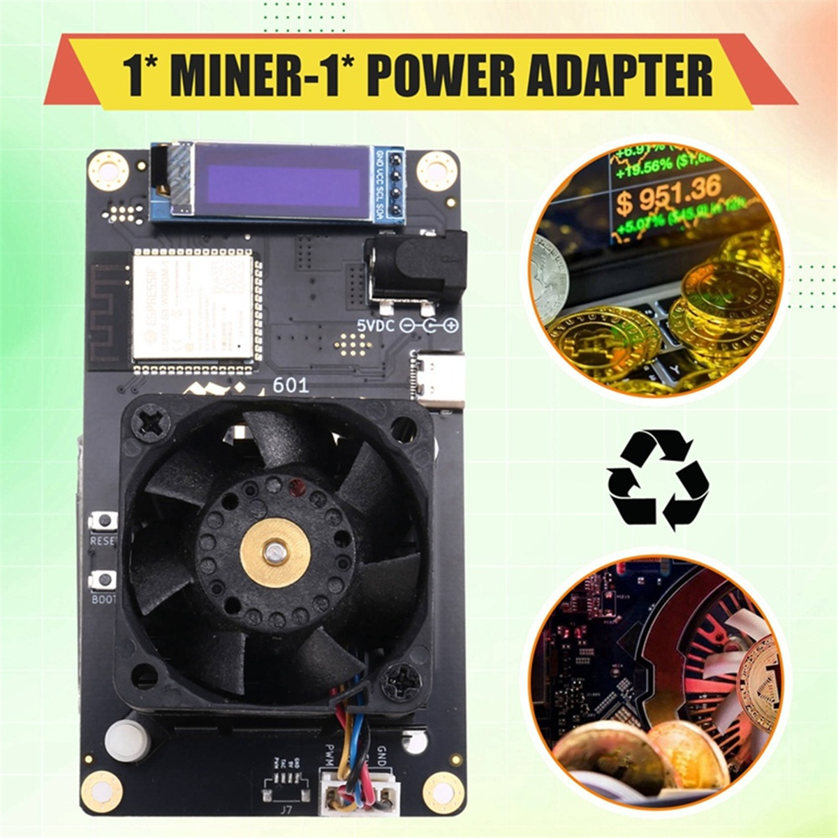 Bitaxe Gamma 601, 1.2TH/S BTC Solo Miner with BM1370 Chip, 18-22W