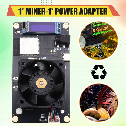 Bitaxe Gamma 601, 1.2TH/S BTC Solo Miner with BM1370 Chip, 18-22W
