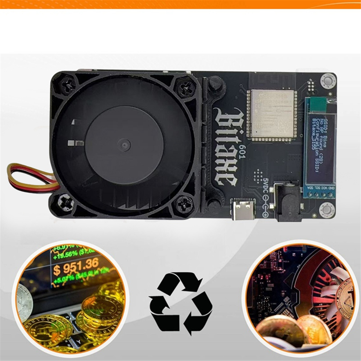Bitaxe Gamma 601, 1.2TH/S BTC Solo Miner with BM1370 Chip, 18-22W
