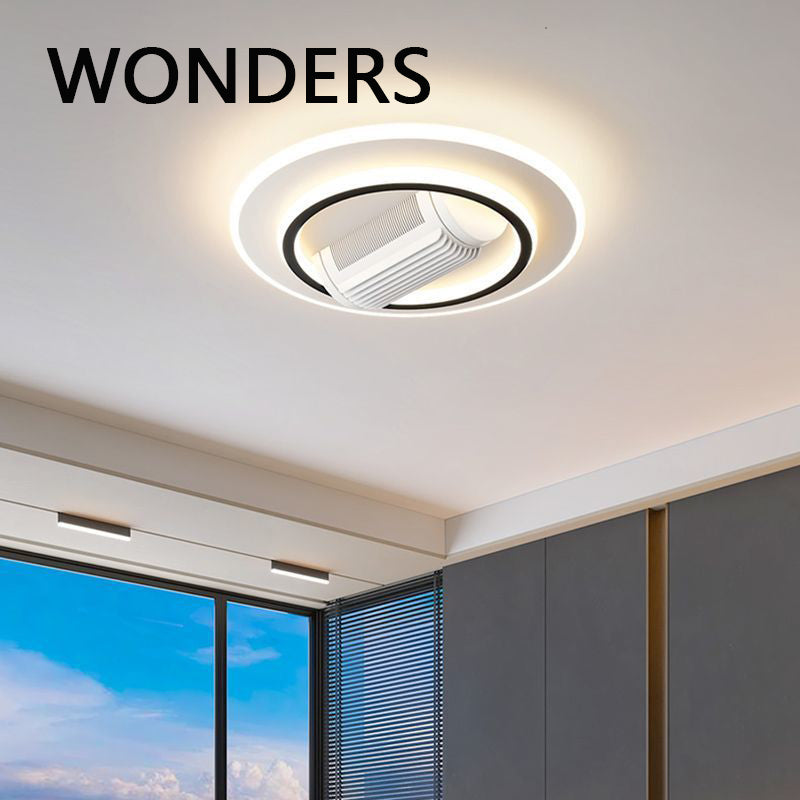 UltraQuiet Bladeless Cylinder Ceiling Fan  LED Light Kit Remote Control Modern Bedroom Decoration L