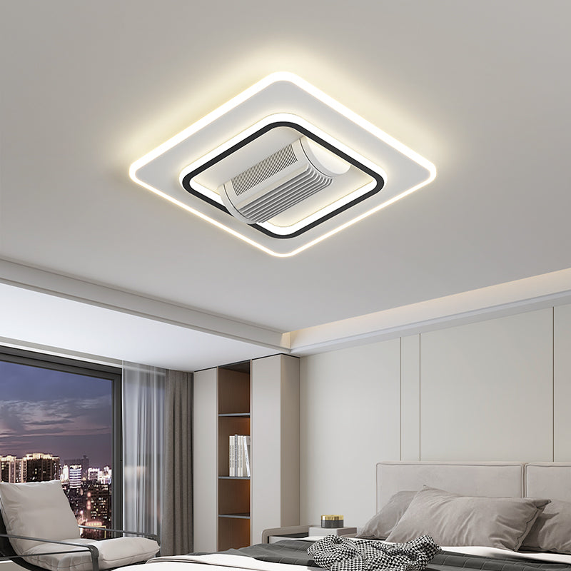 Ultra-Quiet Bladeless Cylinder Ceiling Fan & LED Light Kit, Remote Control, Modern Bedroom Decoration Lamp
