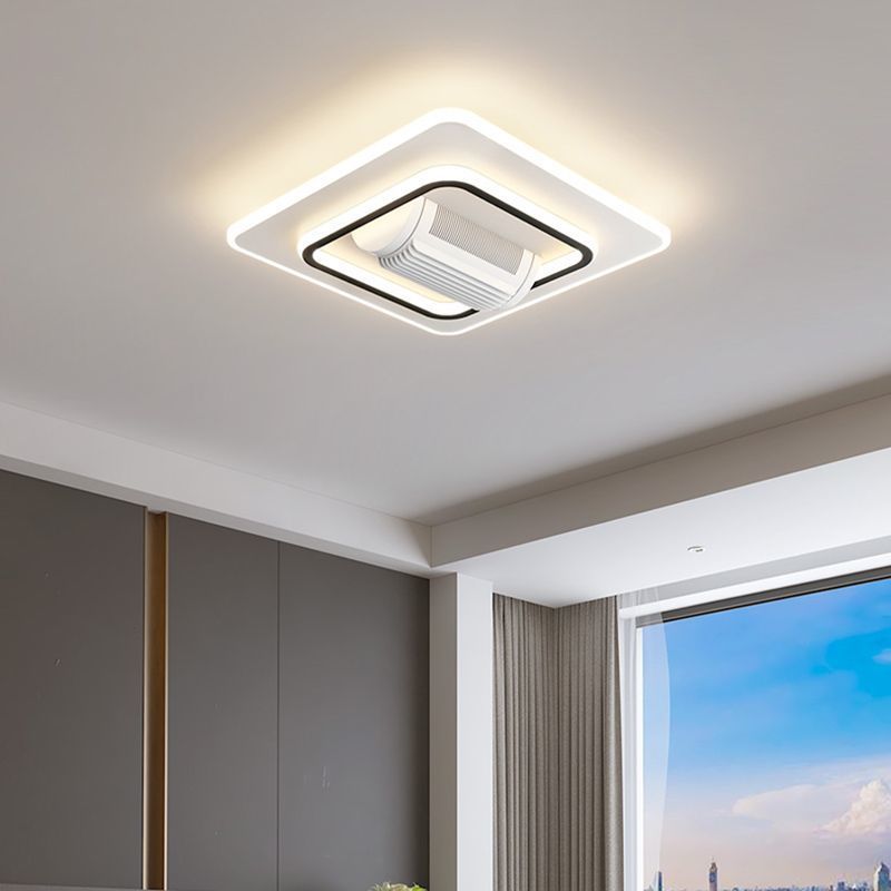 UltraQuiet Bladeless Cylinder Ceiling Fan  LED Light Kit Remote Control Modern Bedroom Decoration L