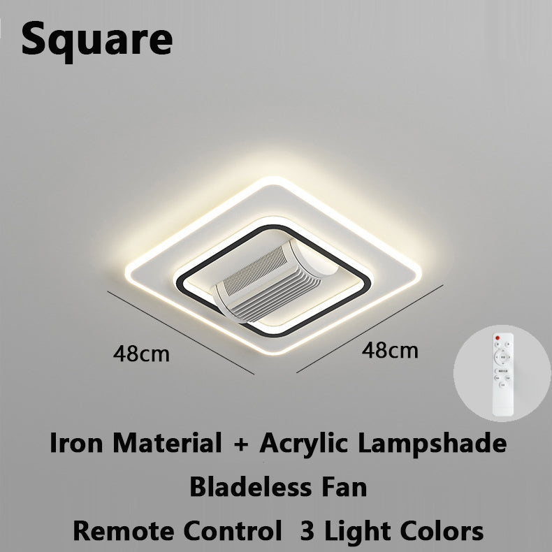 UltraQuiet Bladeless Cylinder Ceiling Fan  LED Light Kit Remote Control Modern Bedroom Decoration L