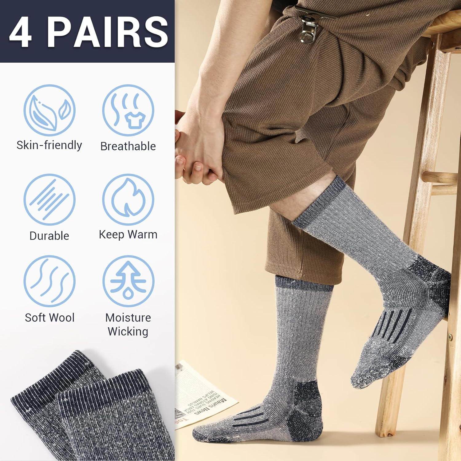Ultra Warm Merino Wool Socks For Men  Women Thermal Winter Hiking Socks Breathable Boot  Skiing Soc 2