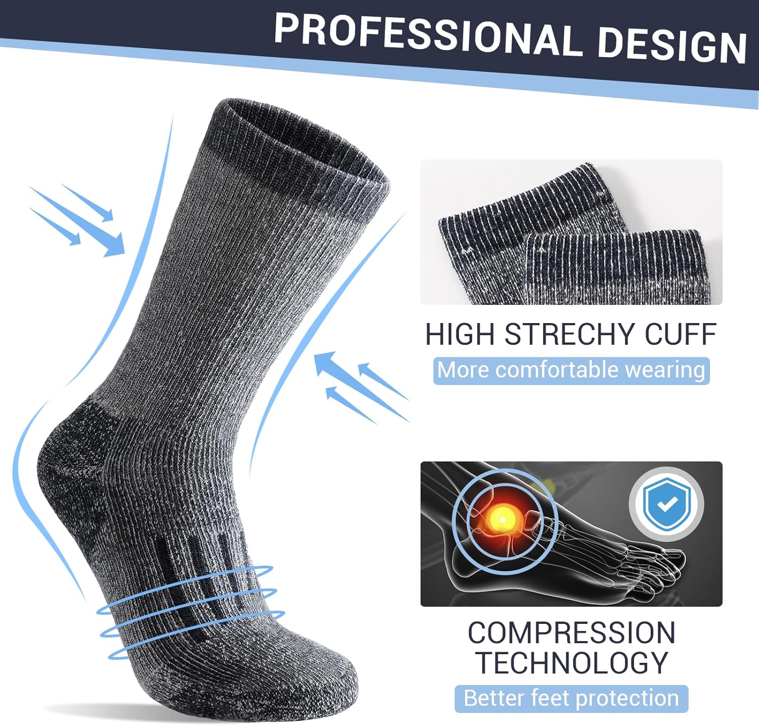 Ultra Warm Merino Wool Socks For Men  Women Thermal Winter Hiking Socks Breathable Boot  Skiing Soc 3