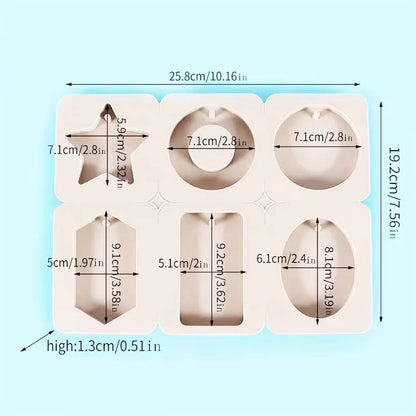 6 Holes Soy Candles Aroma Wax Tablets Mould, Silicone Mold for Handmade Wax Tablets, Soap Making Christmas New Year Gift