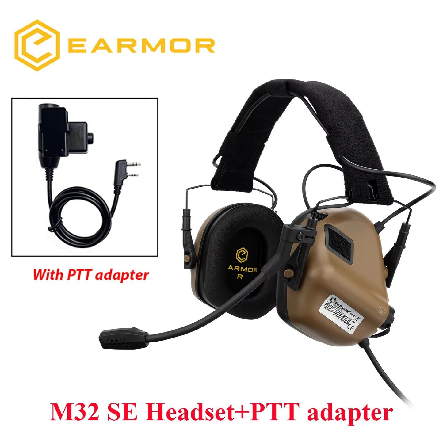 EARMOR M32 MOD4SE Tactical Shooting Earmuffs  Noise Reduction Headset With Helmet ARC Rail  Kenwood 13
