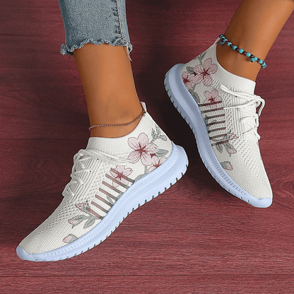 Womens Slip On Breathable Sneakers with Thick Sole Knitted Walking Shoes