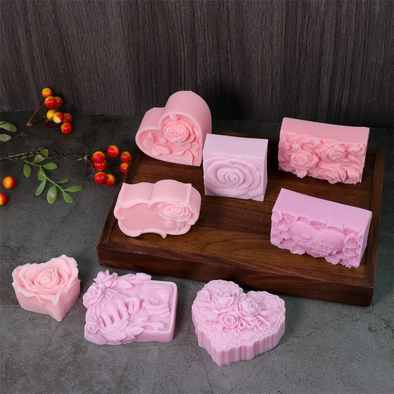 3D Love Rose Silicone Soap Molds, IHeart Rose Candle Mold, DIY Wedding Valentines Day Silicone Craft Mold