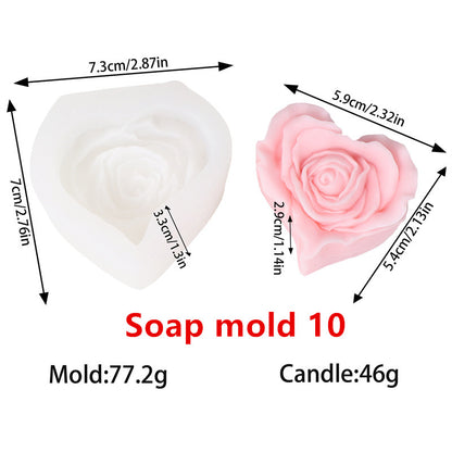 3D Love Rose Silicone Soap Molds, IHeart Rose Candle Mold, DIY Wedding Valentines Day Silicone Craft Mold