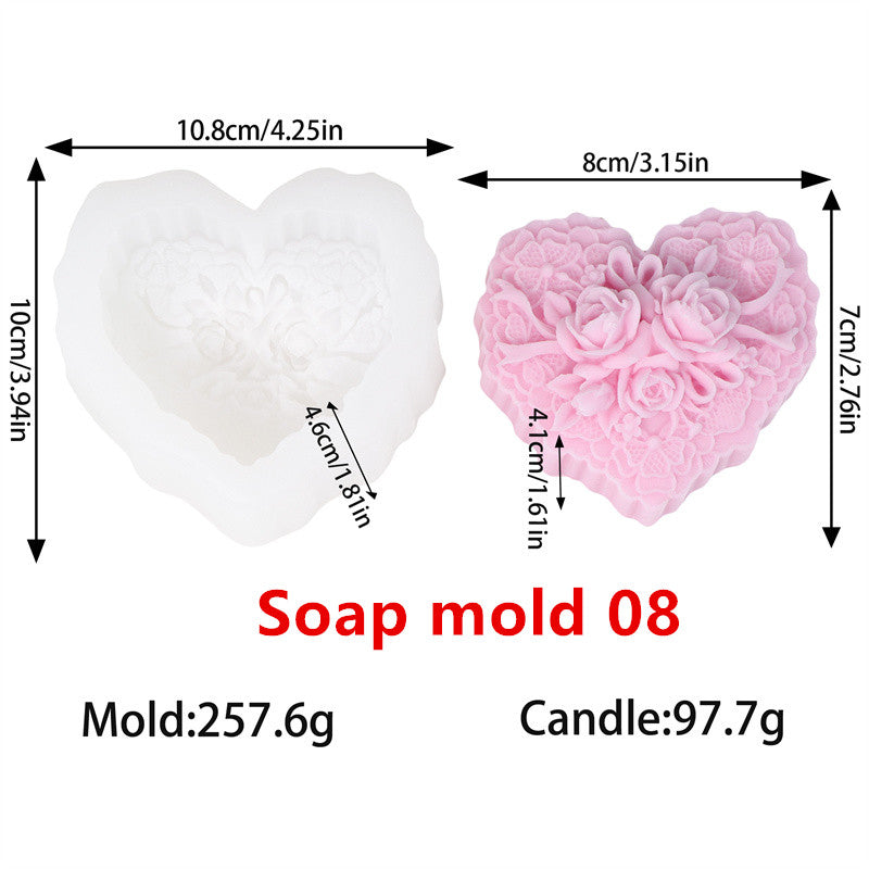 3D Love Rose Silicone Soap Molds, IHeart Rose Candle Mold, DIY Wedding Valentines Day Silicone Craft Mold