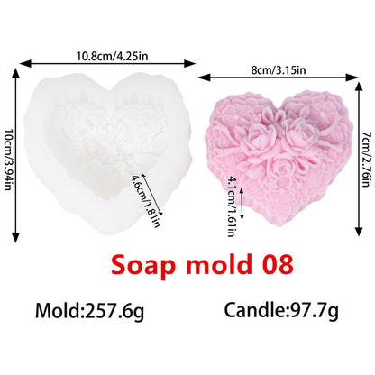 3D Love Rose Silicone Soap Molds, IHeart Rose Candle Mold, DIY Wedding Valentines Day Silicone Craft Mold