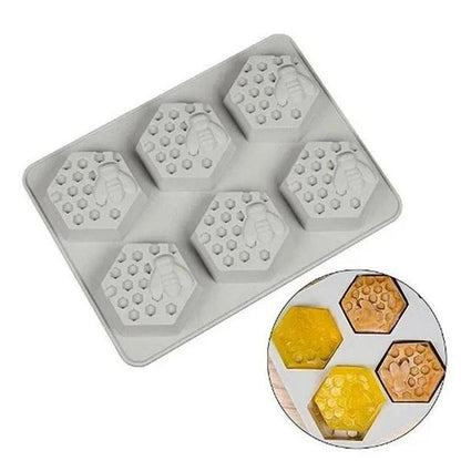 Bee Shape DIY Soap Mold, Handmade Creative DIY Soap Silicone Mold, Honeycomb Cake Mold Accessories for Crafts Baking