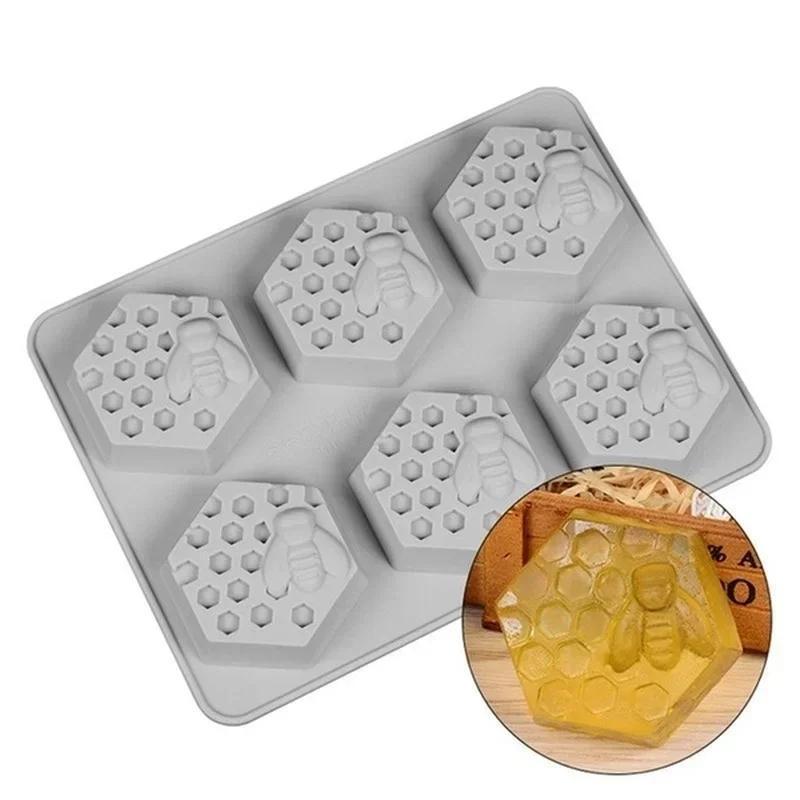 Bee Shape DIY Soap Mold, Handmade Creative DIY Soap Silicone Mold, Honeycomb Cake Mold Accessories for Crafts Baking