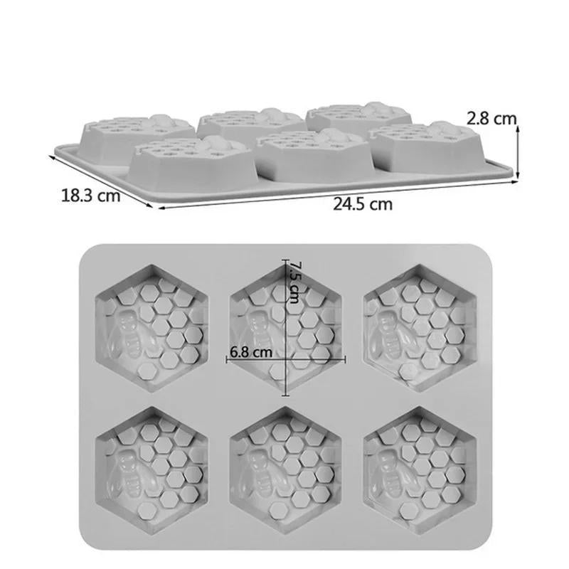 Bee Shape DIY Soap Mold, Handmade Creative DIY Soap Silicone Mold, Honeycomb Cake Mold Accessories for Crafts Baking