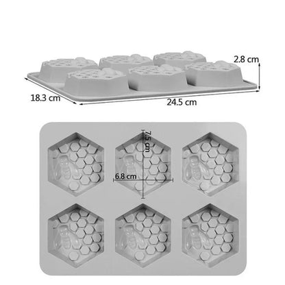 Bee Shape DIY Soap Mold, Handmade Creative DIY Soap Silicone Mold, Honeycomb Cake Mold Accessories for Crafts Baking