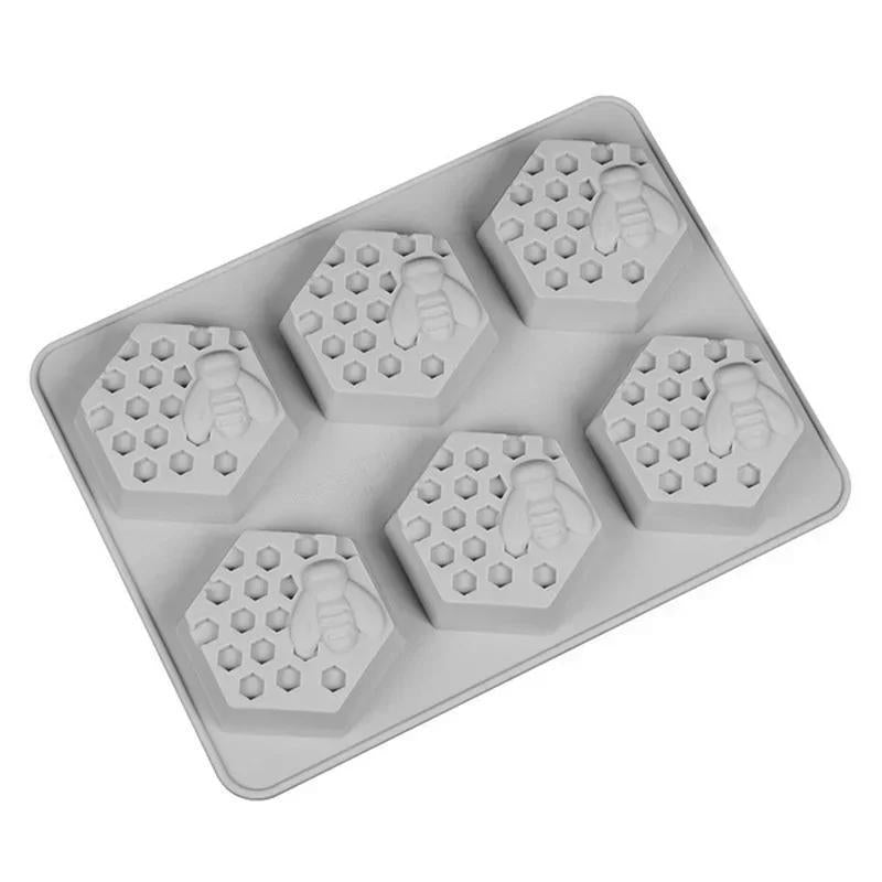Bee Shape DIY Soap Mold, Handmade Creative DIY Soap Silicone Mold, Honeycomb Cake Mold Accessories for Crafts Baking