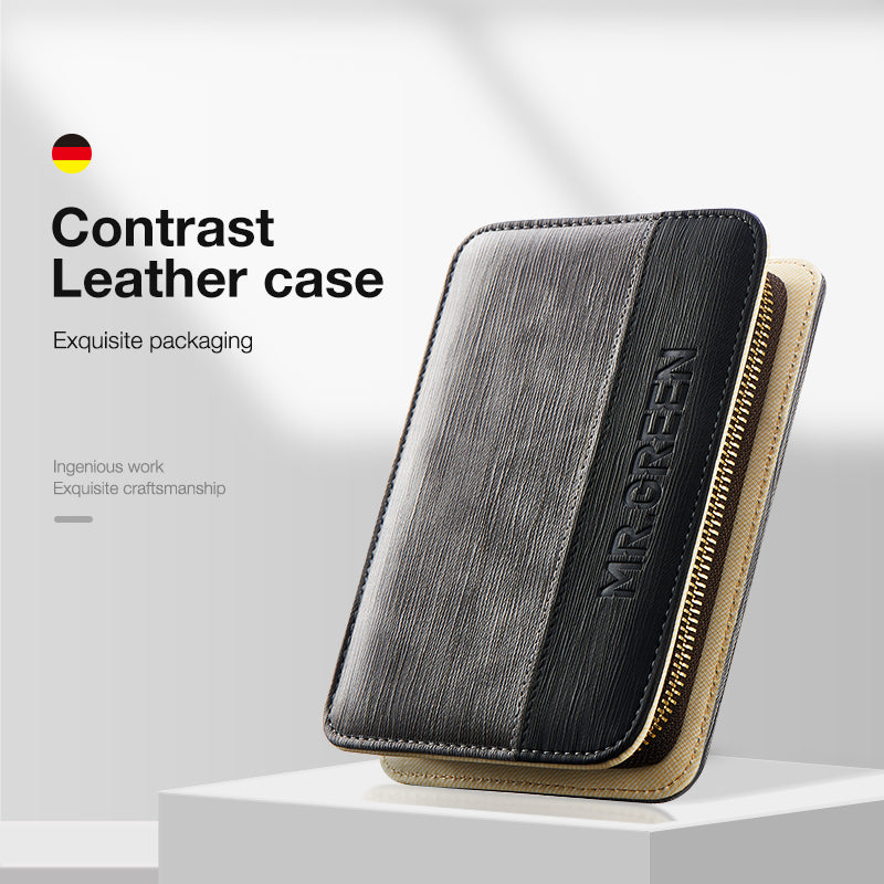 5 In 1 Manicure Set Simple  Practical Kit In Contrast Leather Case With Stainless Steel Nail Clippe