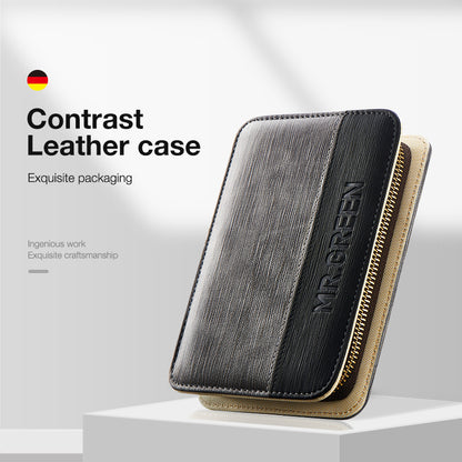 5 In 1 Manicure Set Simple  Practical Kit In Contrast Leather Case With Stainless Steel Nail Clippe