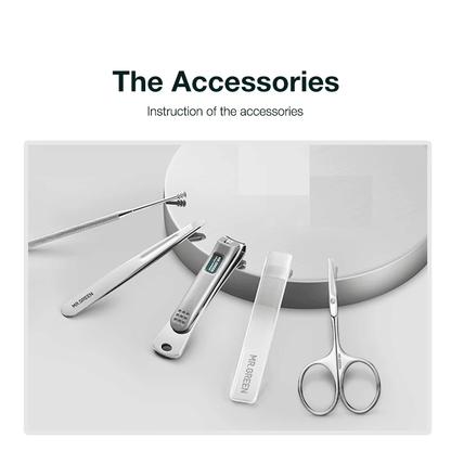 5 In 1 Manicure Set Simple  Practical Kit In Contrast Leather Case With Stainless Steel Nail Clippe
