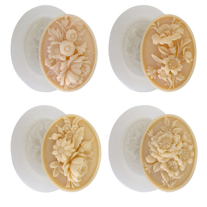 Morning Glory Relief Resin Plaster Mould, Peony Flower Soap Silicone Mold, Plant Fondant Chocolate Mousse Cake Molds