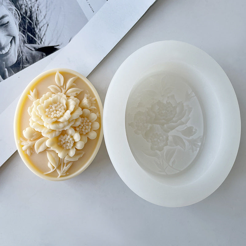 Morning Glory Relief Resin Plaster Mould, Peony Flower Soap Silicone Mold, Plant Fondant Chocolate Mousse Cake Molds