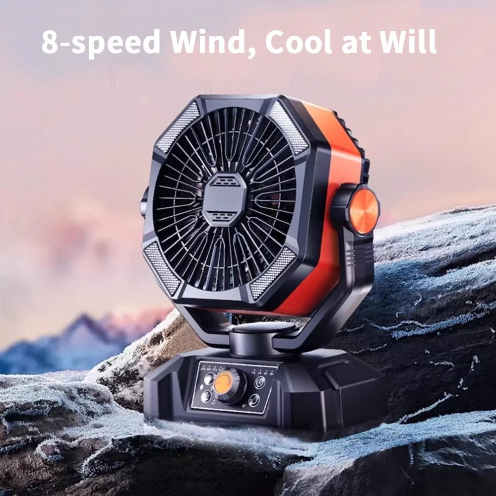 Portable Camping Fan with LED Lantern and Rechargeable Battery