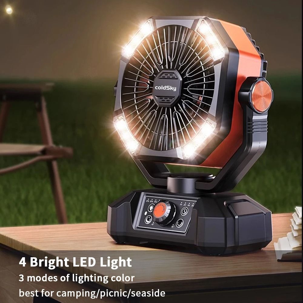 Portable Camping Fan With LED Lantern And Rechargeable Battery 3