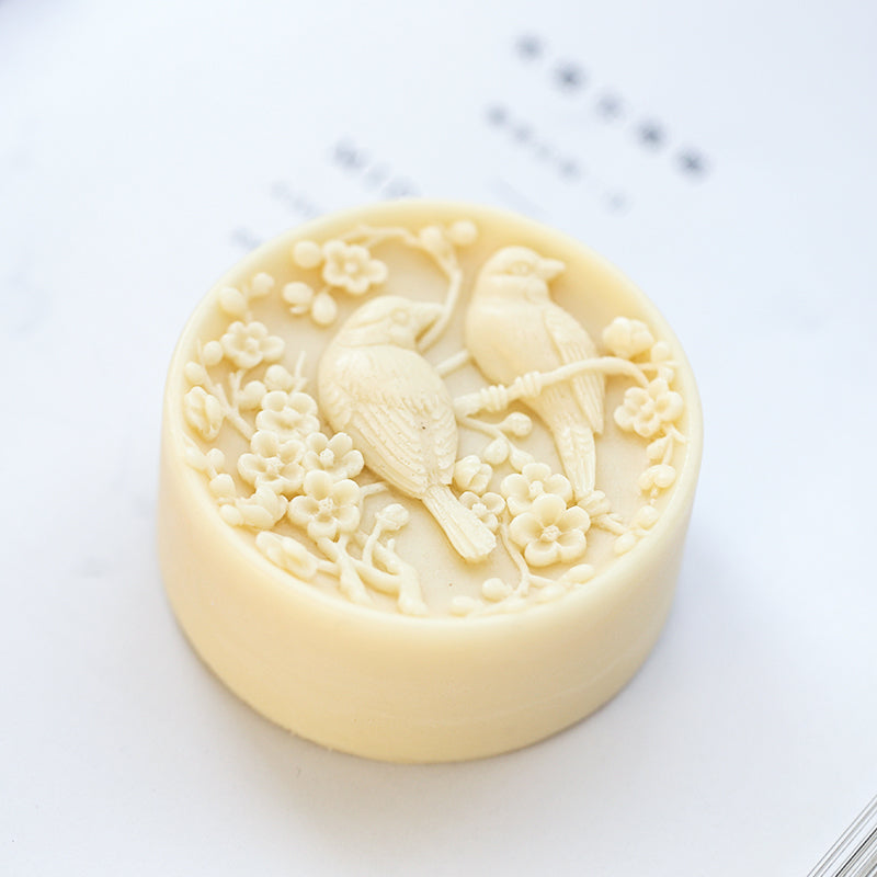 Round Shape Birds DIY Soap Mold, Silicone Bird Flower Mold for Scented Candle, Plaster, Cake Resin Crafts