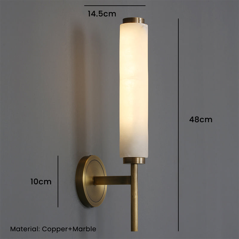 Modern Marble Wall Light with Copper Finish, Creative E14 Sconce for Living Room, Bedroom, Study Home Decor