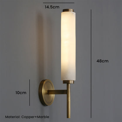 Modern Marble Wall Light with Copper Finish, Creative E14 Sconce for Living Room, Bedroom, Study Home Decor