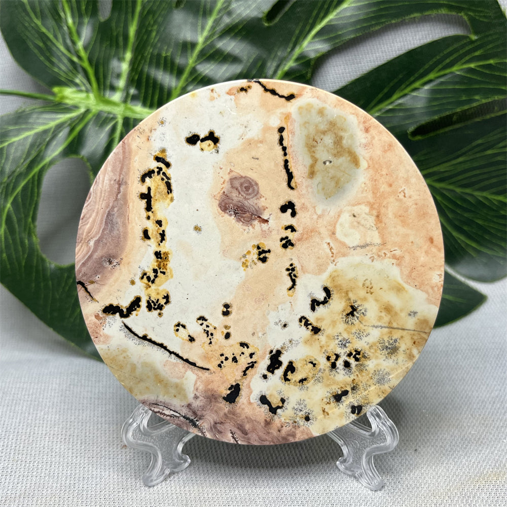 Hand Polished Natural Rock Picture Stone Round Coasters Abstract Spiritual Healing Witchcraft Decor 2