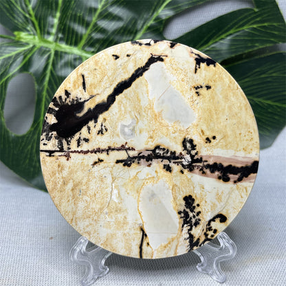 Hand Polished Natural Rock Picture Stone Round Coasters, Abstract Spiritual Healing Witchcraft Decor, Holiday & Home