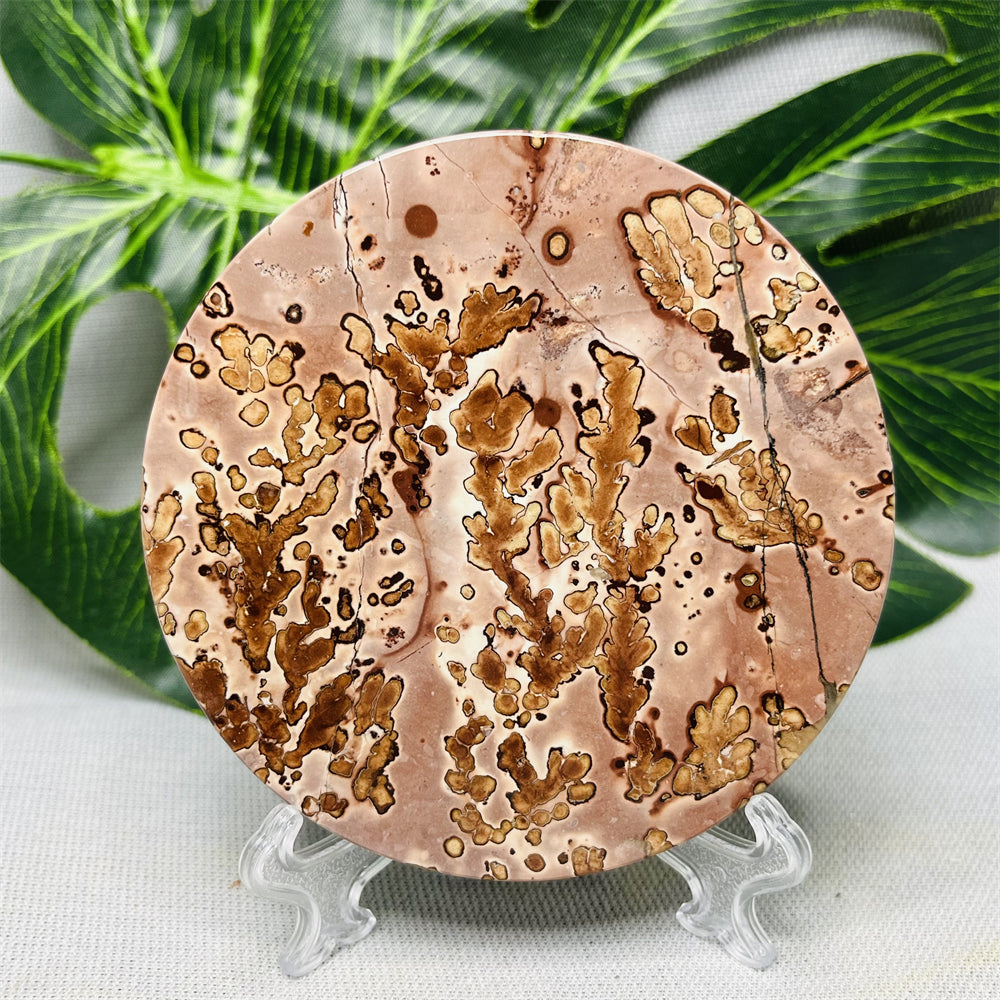 Hand Polished Natural Rock Picture Stone Round Coasters, Abstract Spiritual Healing Witchcraft Decor, Holiday & Home