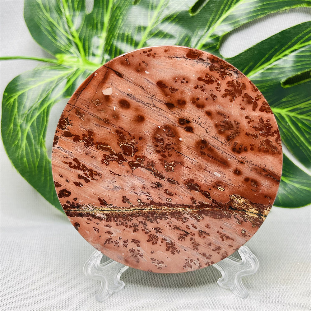 Hand Polished Natural Rock Picture Stone Round Coasters, Abstract Spiritual Healing Witchcraft Decor, Holiday & Home