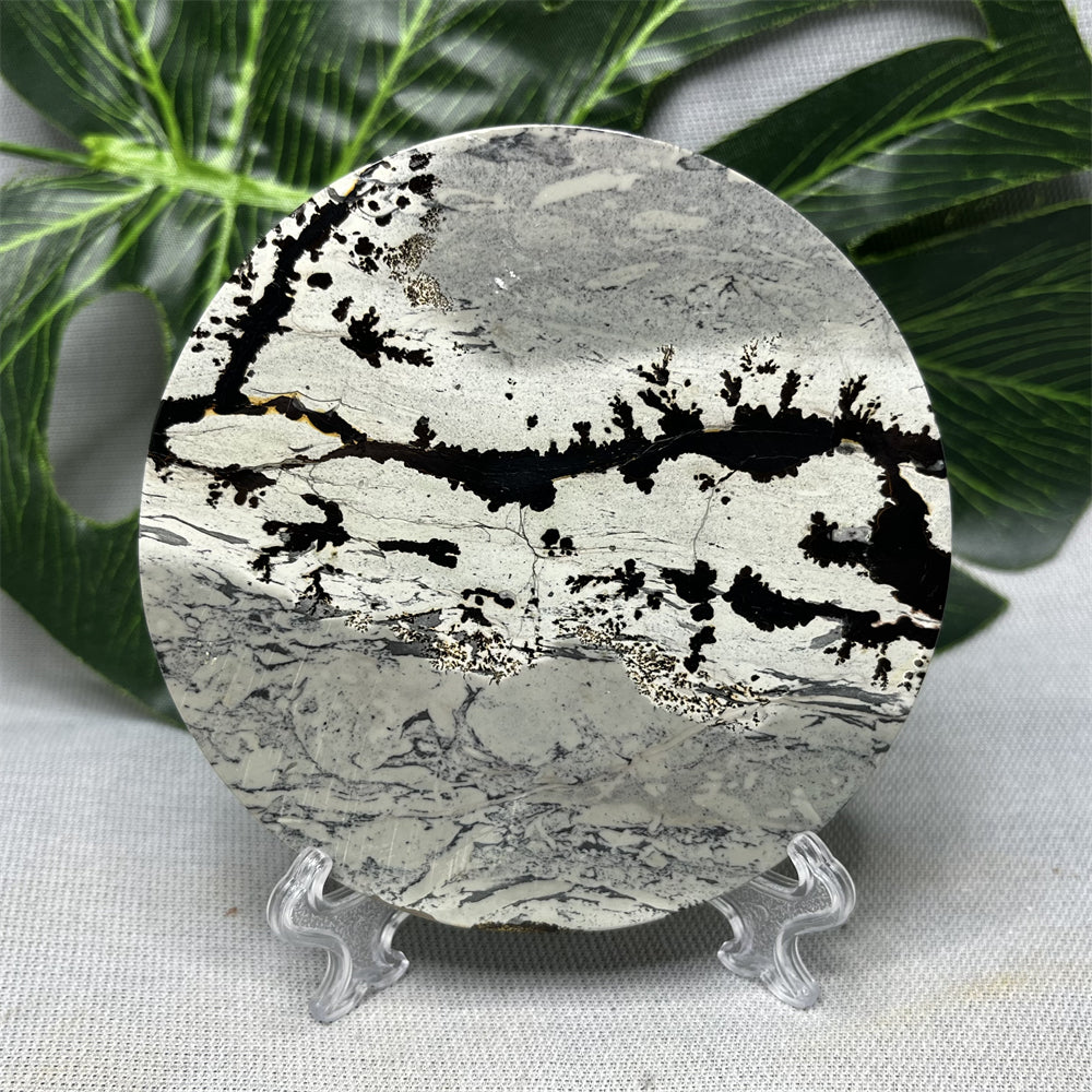 Hand Polished Natural Rock Picture Stone Round Coasters, Abstract Spiritual Healing Witchcraft Decor, Holiday & Home